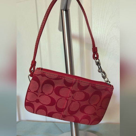 Coach Pink and Orange Leather Tag Wristlet - Picture 6 of 7